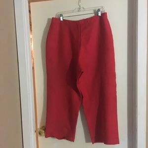 David N Red Ankle Length Cuff Pants Size 14
